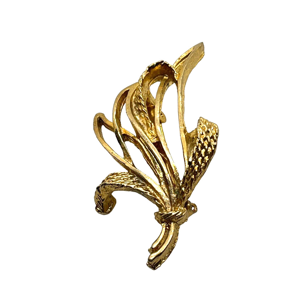 Wheat Grass Brooch Pin Gold-Tone Sheaf of Wheat Vintage Retro Approx 2 Inches